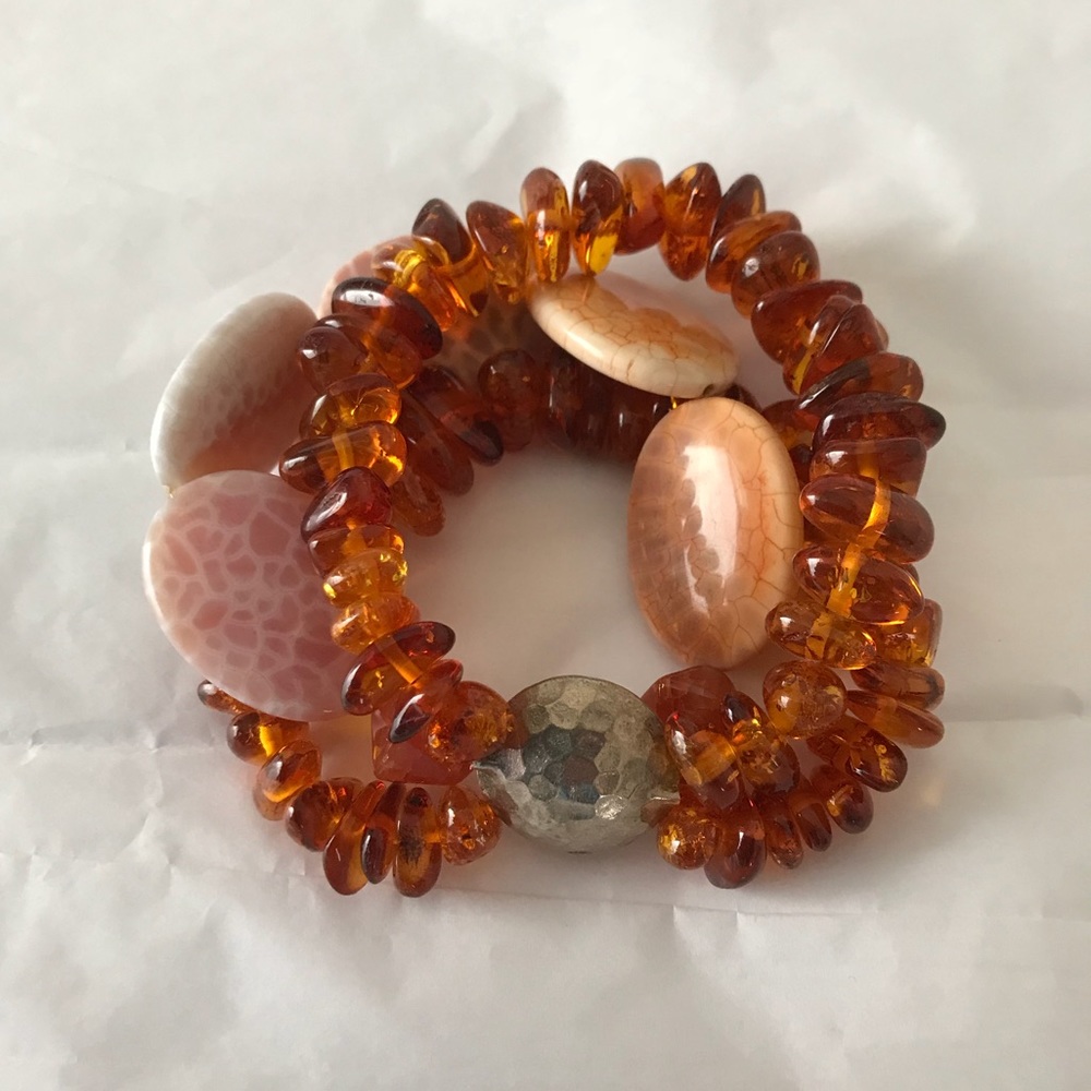Fire Agate & Amber Bracelet Karen Hill Tribe